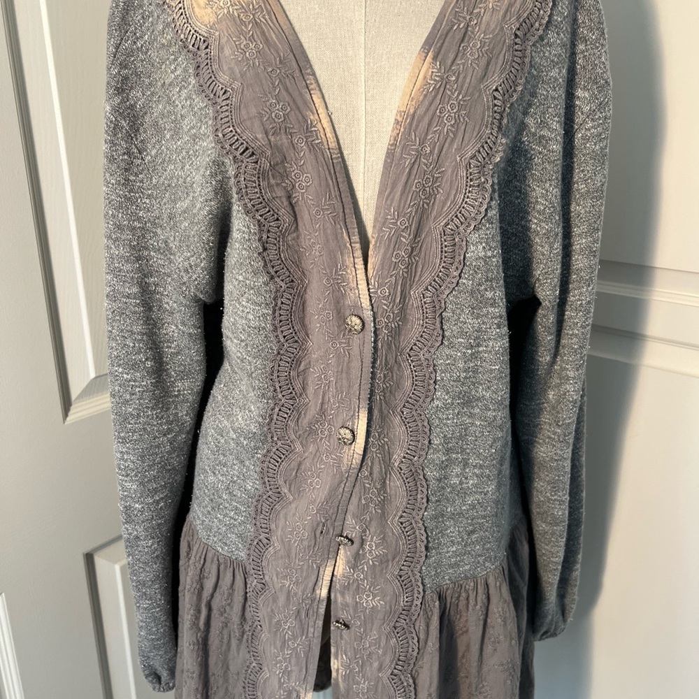 Jaded Gypsy Magic Duster Boho Lace Cotton Jersey Sweater Kimono